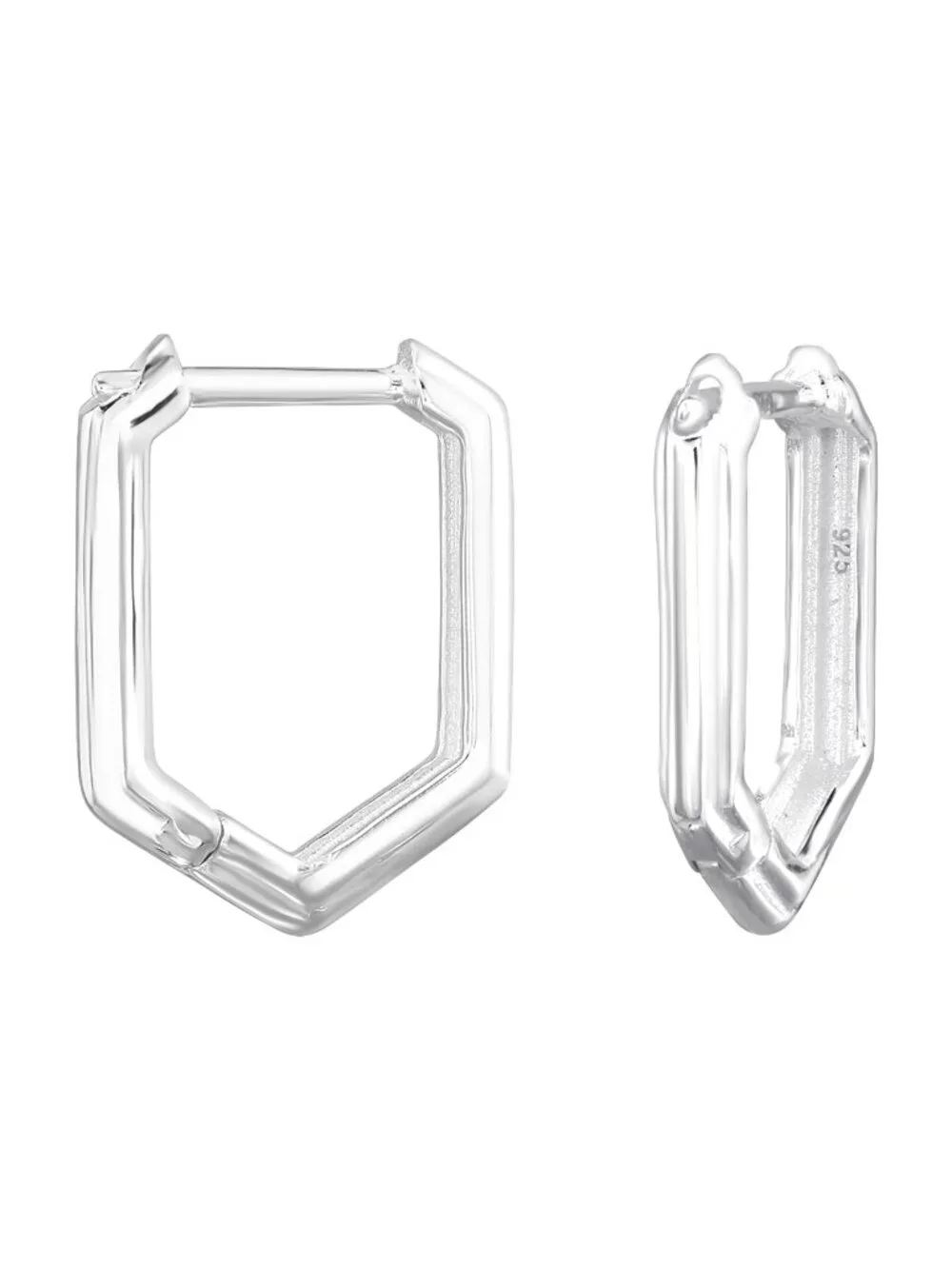 Sterling Silver Geometric Huggie Hoop Earrings